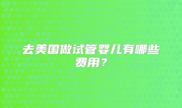 去美国做试管婴儿有哪些费用？