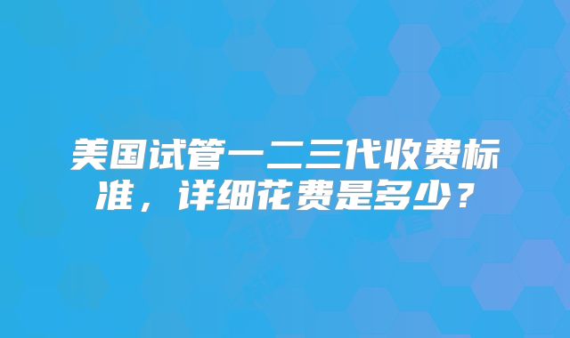美国试管一二三代收费标准,详细花费是多少?