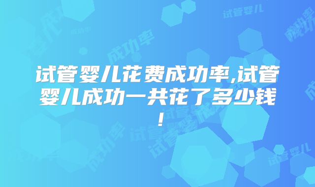 试管婴儿花费成功率,试管婴儿成功一共花了多少钱！