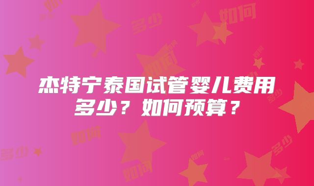 杰特宁泰国试管婴儿费用多少？如何预算？