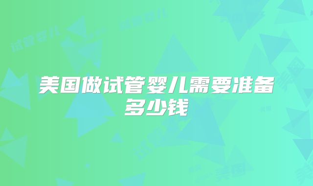 美国做试管婴儿需要准备多少钱