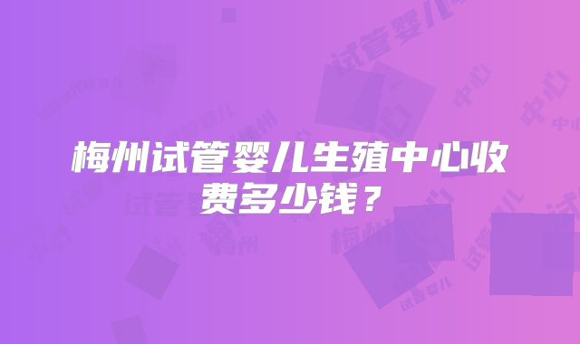 梅州试管婴儿生殖中心收费多少钱？