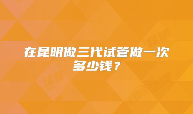 在昆明做三代试管做一次多少钱？