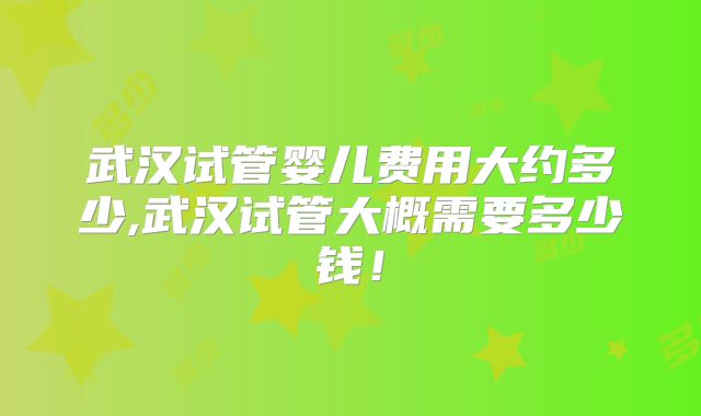 武汉试管婴儿费用大约多少,武汉试管大概需要多少钱！