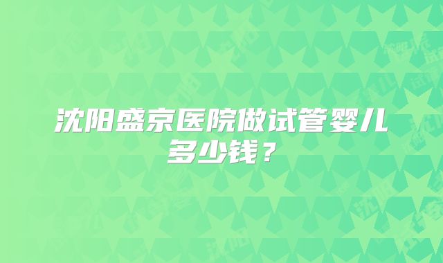 沈阳盛京医院做试管婴儿多少钱？