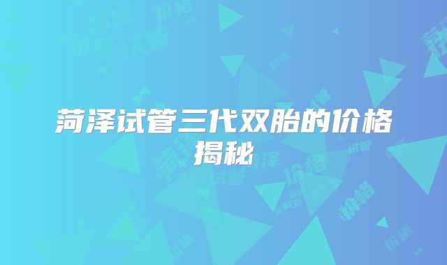 菏泽试管三代双胎的价格揭秘