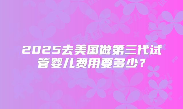 2025去美国做第三代试管婴儿费用要多少?