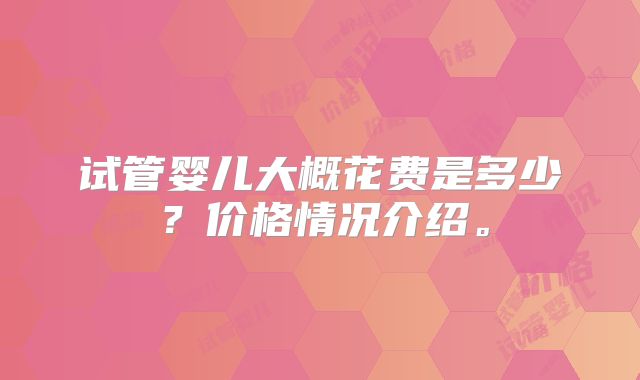 试管婴儿大概花费是多少？价格情况介绍。