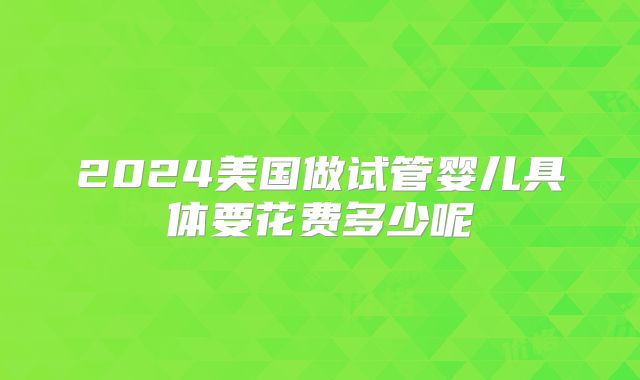 2024美国做试管婴儿具体要花费多少呢