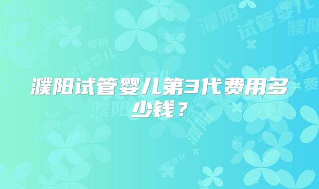 濮阳试管婴儿第3代费用多少钱？
