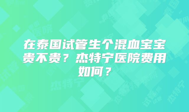在泰国试管生个混血宝宝贵不贵?杰特宁医院费用如何?
