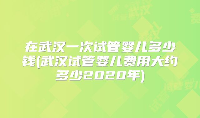 在武汉一次试管婴儿多少钱(武汉试管婴儿费用大约多少2020年)