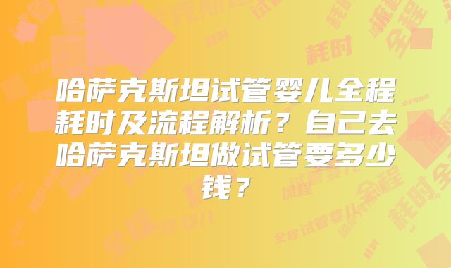 哈萨克斯坦试管婴儿全程耗时及流程解析？自己去哈萨克斯坦做试管要多少钱？