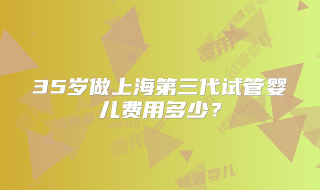 35岁做上海第三代试管婴儿费用多少？