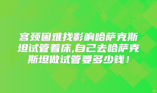 宫颈困难找影响哈萨克斯坦试管着床,自己去哈萨克斯坦做试管要多少钱！