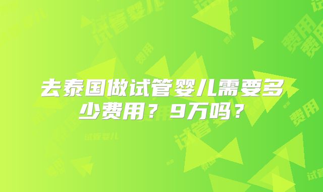 去泰国做试管婴儿需要多少费用？9万吗？