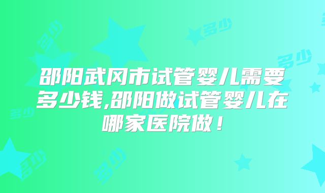 邵阳武冈市试管婴儿需要多少钱,邵阳做试管婴儿在哪家医院做！