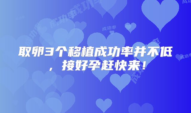 取卵3个移植成功率并不低,接好孕赶快来!