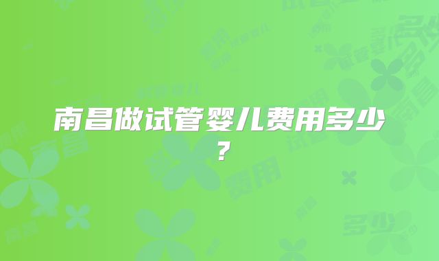 南昌做试管婴儿费用多少？