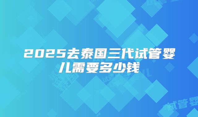 2025去泰国三代试管婴儿需要多少钱