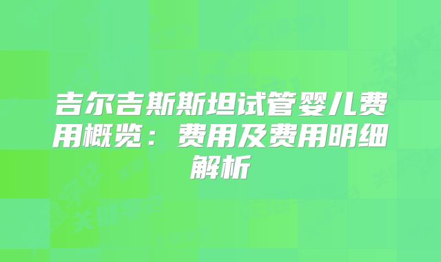 吉尔吉斯斯坦试管婴儿费用概览:费用及费用明细解析