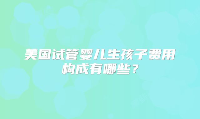 美国试管婴儿生孩子费用构成有哪些？