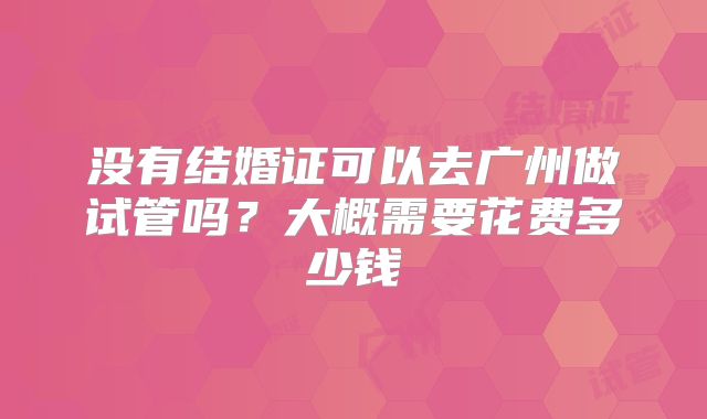 没有结婚证可以去广州做试管吗？大概需要花费多少钱
