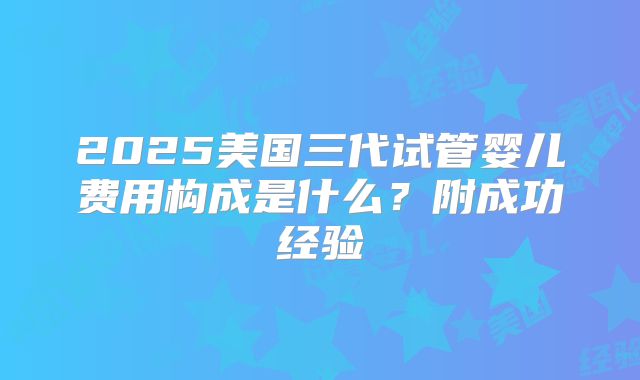 2025美国三代试管婴儿费用构成是什么？附成功经验