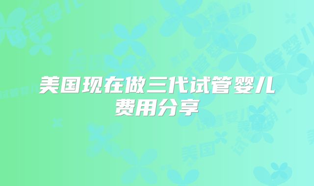 美国现在做三代试管婴儿费用分享