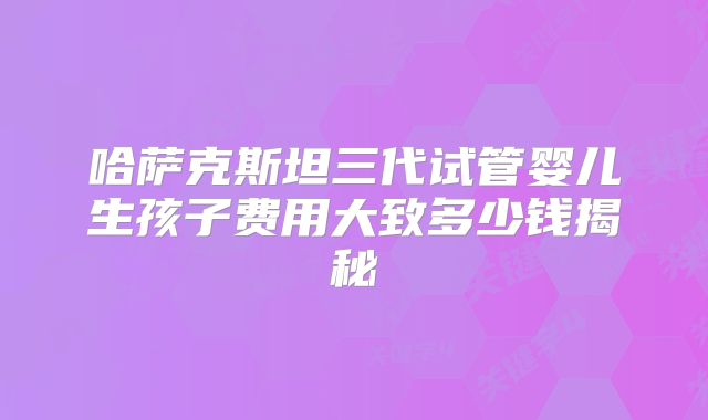 哈萨克斯坦三代试管婴儿生孩子费用大致多少钱揭秘