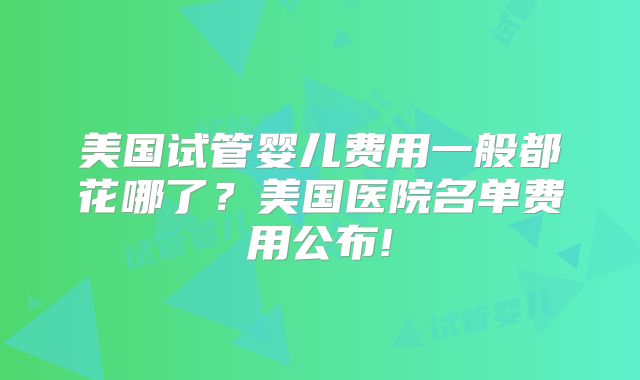 美国试管婴儿费用一般都花哪了？美国医院名单费用公布!