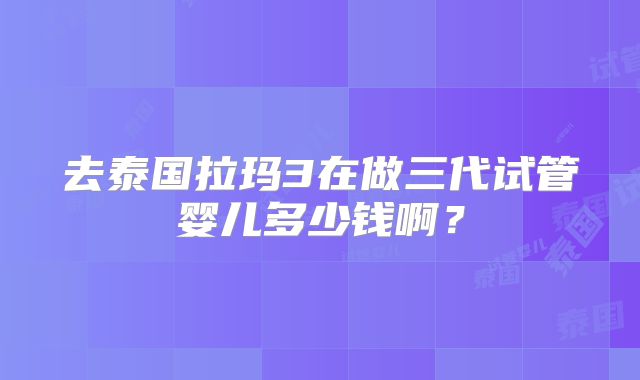 去泰国拉玛3在做三代试管婴儿多少钱啊？