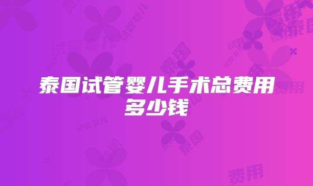 泰国试管婴儿手术总费用多少钱