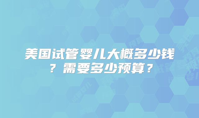美国试管婴儿大概多少钱？需要多少预算？