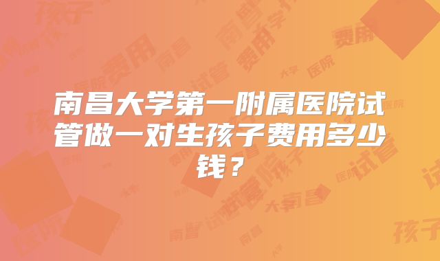 南昌大学第一附属医院试管做一对生孩子费用多少钱？