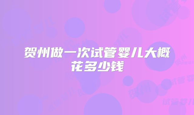 贺州做一次试管婴儿大概花多少钱