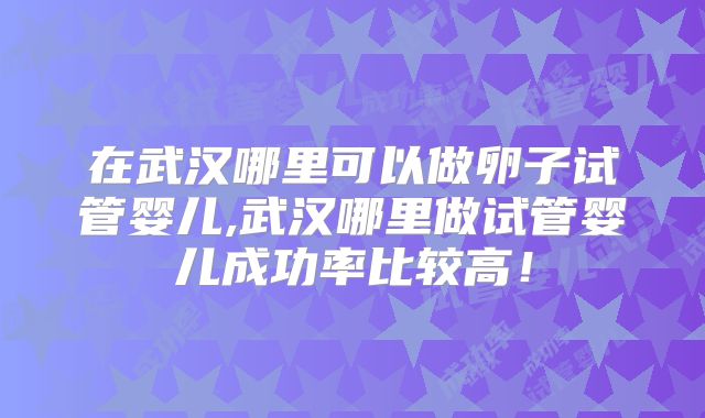 在武汉哪里可以做卵子试管婴儿,武汉哪里做试管婴儿成功率比较高！