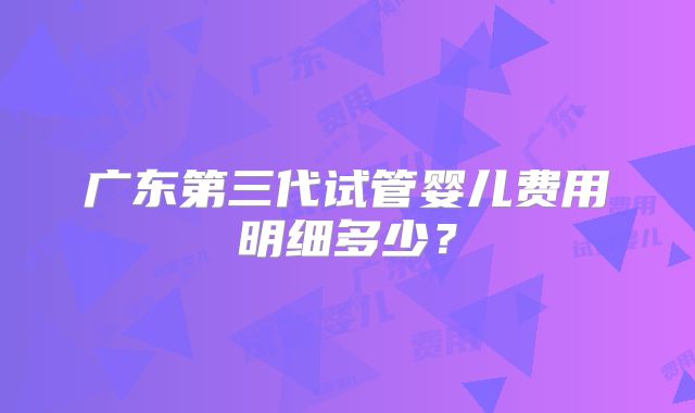 广东第三代试管婴儿费用明细多少？