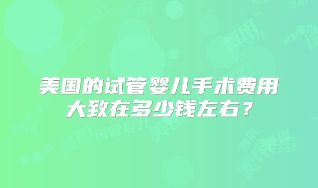 美国的试管婴儿手术费用大致在多少钱左右?