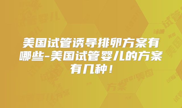 美国试管诱导排卵方案有哪些-美国试管婴儿的方案有几种！