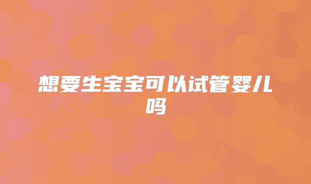 想要生宝宝可以试管婴儿吗