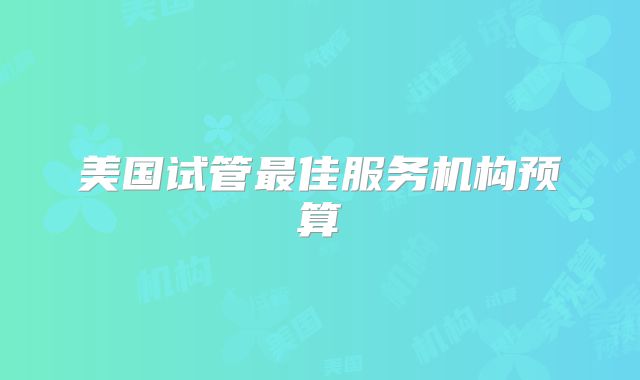 美国试管最佳服务机构预算