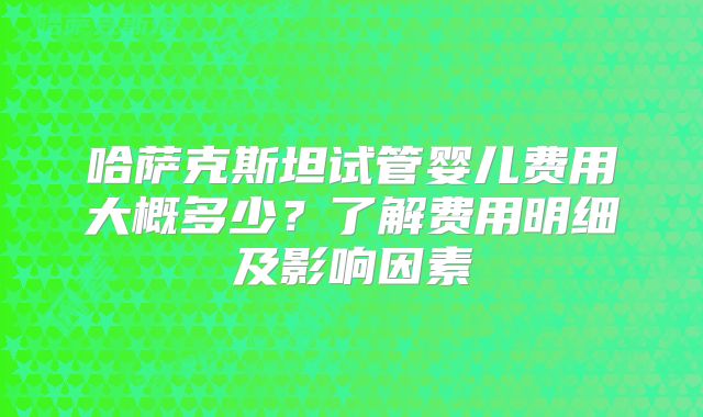 哈萨克斯坦试管婴儿费用大概多少？了解费用明细及影响因素