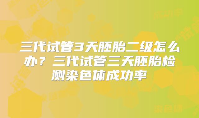 三代试管3天胚胎二级怎么办?三代试管三天胚胎检测染色体成功率
