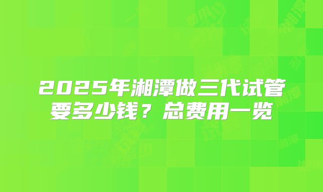 2025年湘潭做三代试管要多少钱？总费用一览
