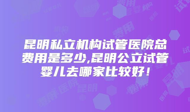 昆明私立机构试管医院总费用是多少,昆明公立试管婴儿去哪家比较好！