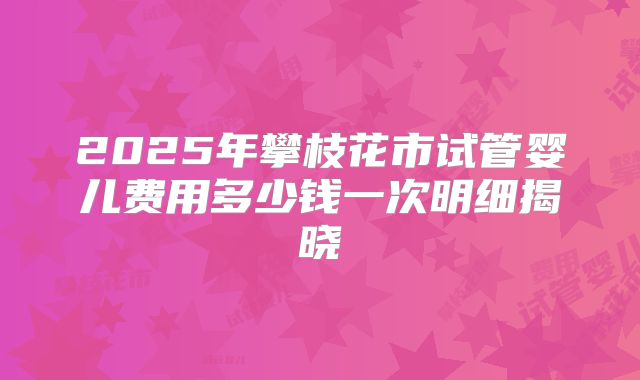2025年攀枝花市试管婴儿费用多少钱一次明细揭晓