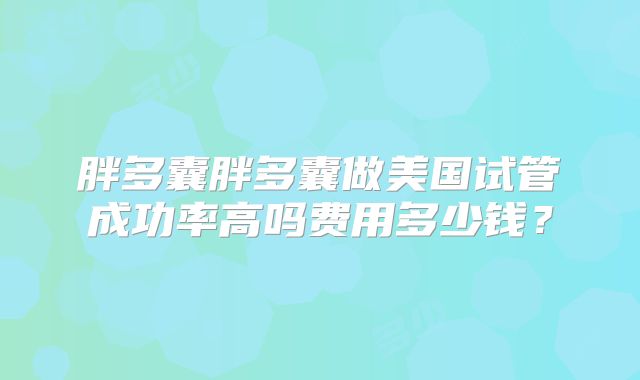 胖多囊胖多囊做美国试管成功率高吗费用多少钱？