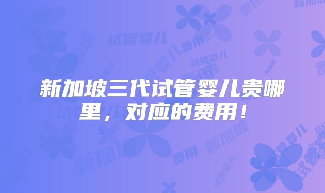 新加坡三代试管婴儿贵哪里,对应的费用!