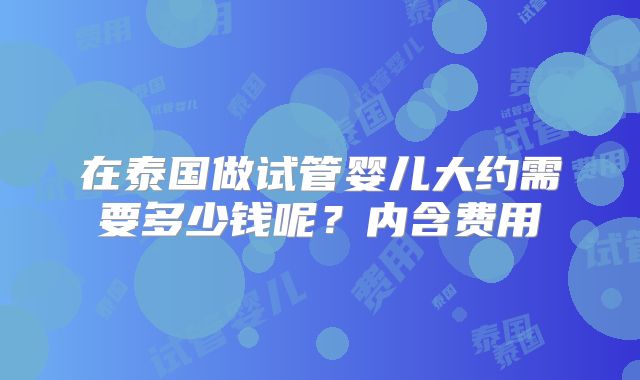 在泰国做试管婴儿大约需要多少钱呢？内含费用
